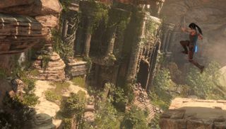 A screenshot of Lara Croft in Rise of the Tomb Raider.