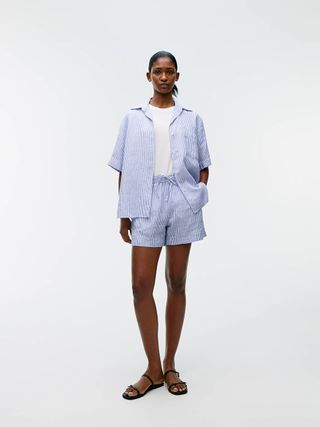 Linen Shorts - White/blue - Arket Gb