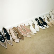 Row of bridal shoes