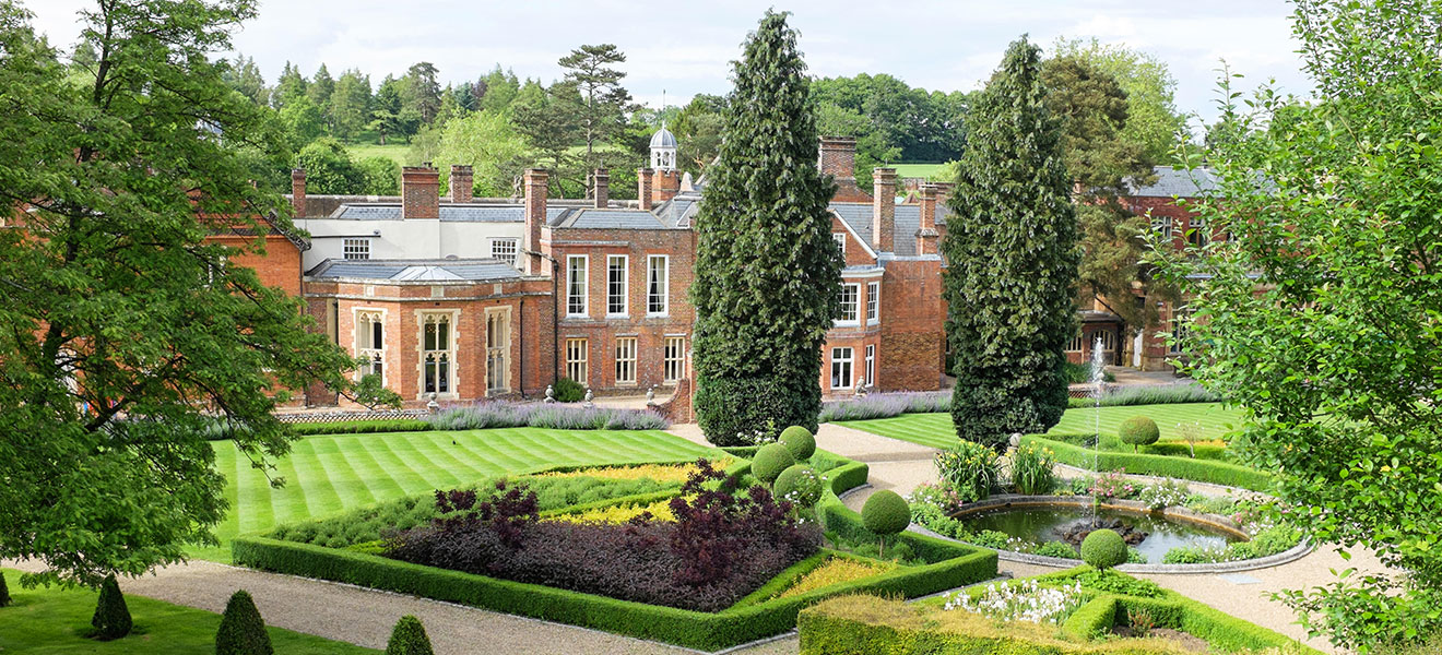 The Italian garden at Wotton House Hotel in Dorking, Surrey, UK