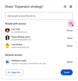 Google Workspace new file sharing collaboration email options