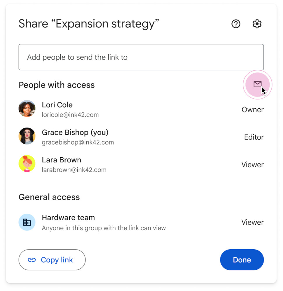 New email collaboration and file sharing options in Google Workspace