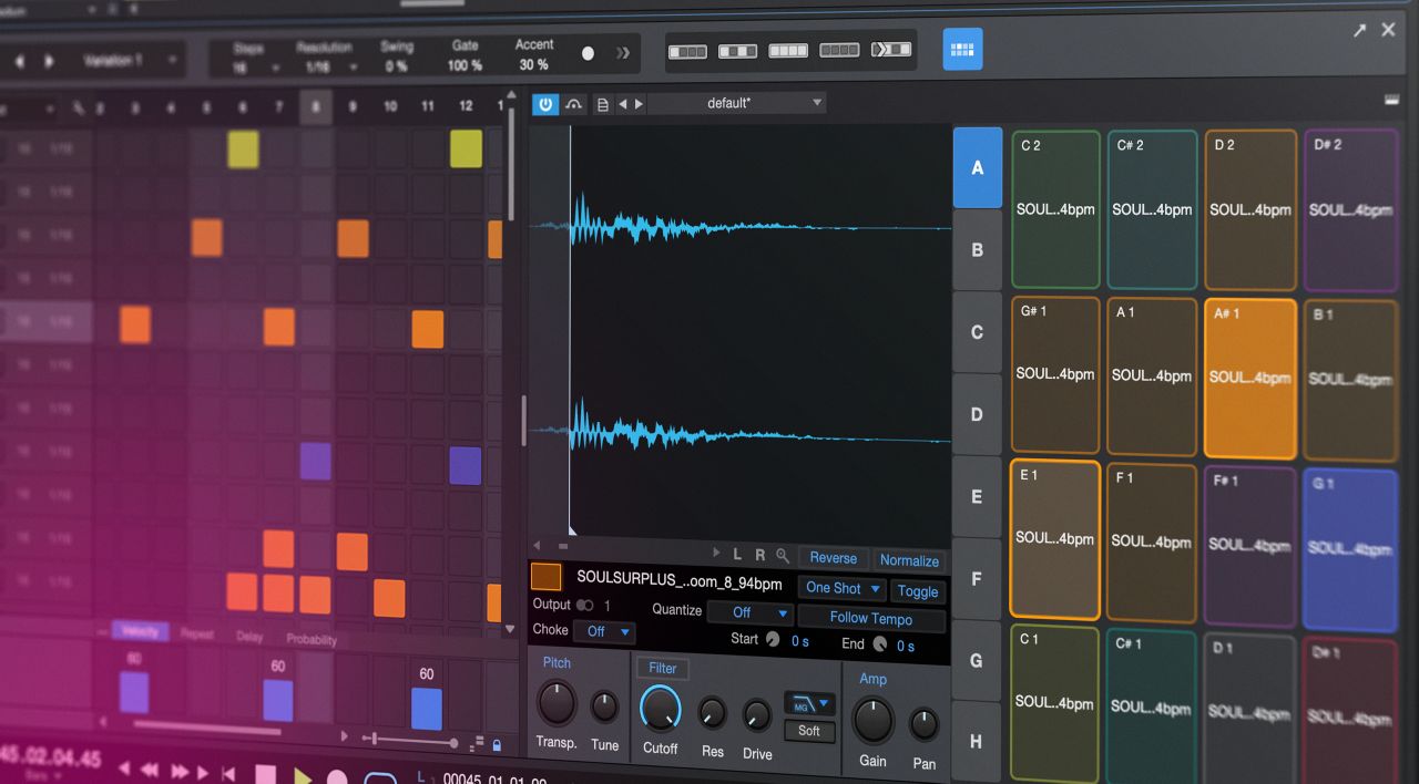 Screen shots of PreSonus Studio One Pro 7 recording software