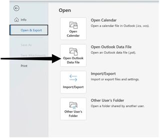 Microsoft Outlook open new file