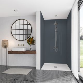 shower panels in a modern bathroom
