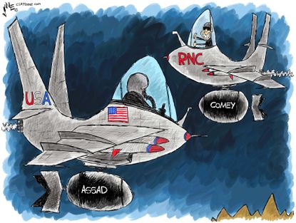Political cartoon U.S. Syria attack Assad RNC Comey