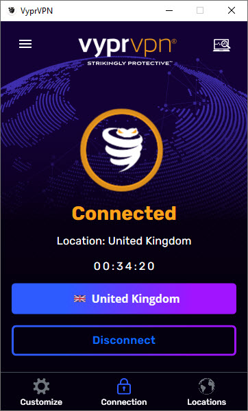 An image of the VyprVPN interface