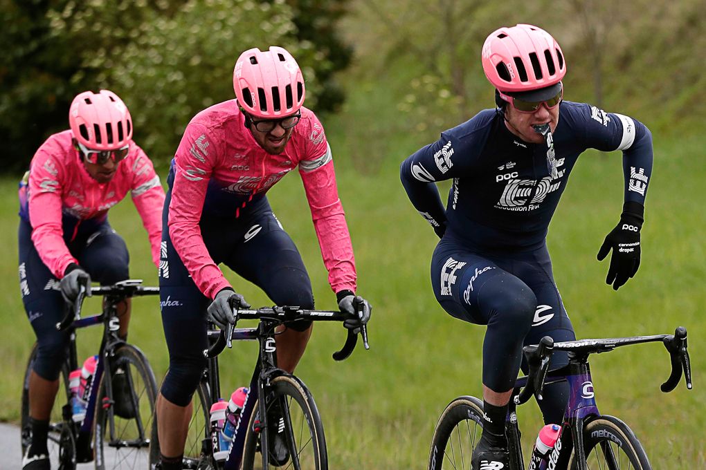EF education First's Simon Clarke, Alex Howes and Daniel Martinez