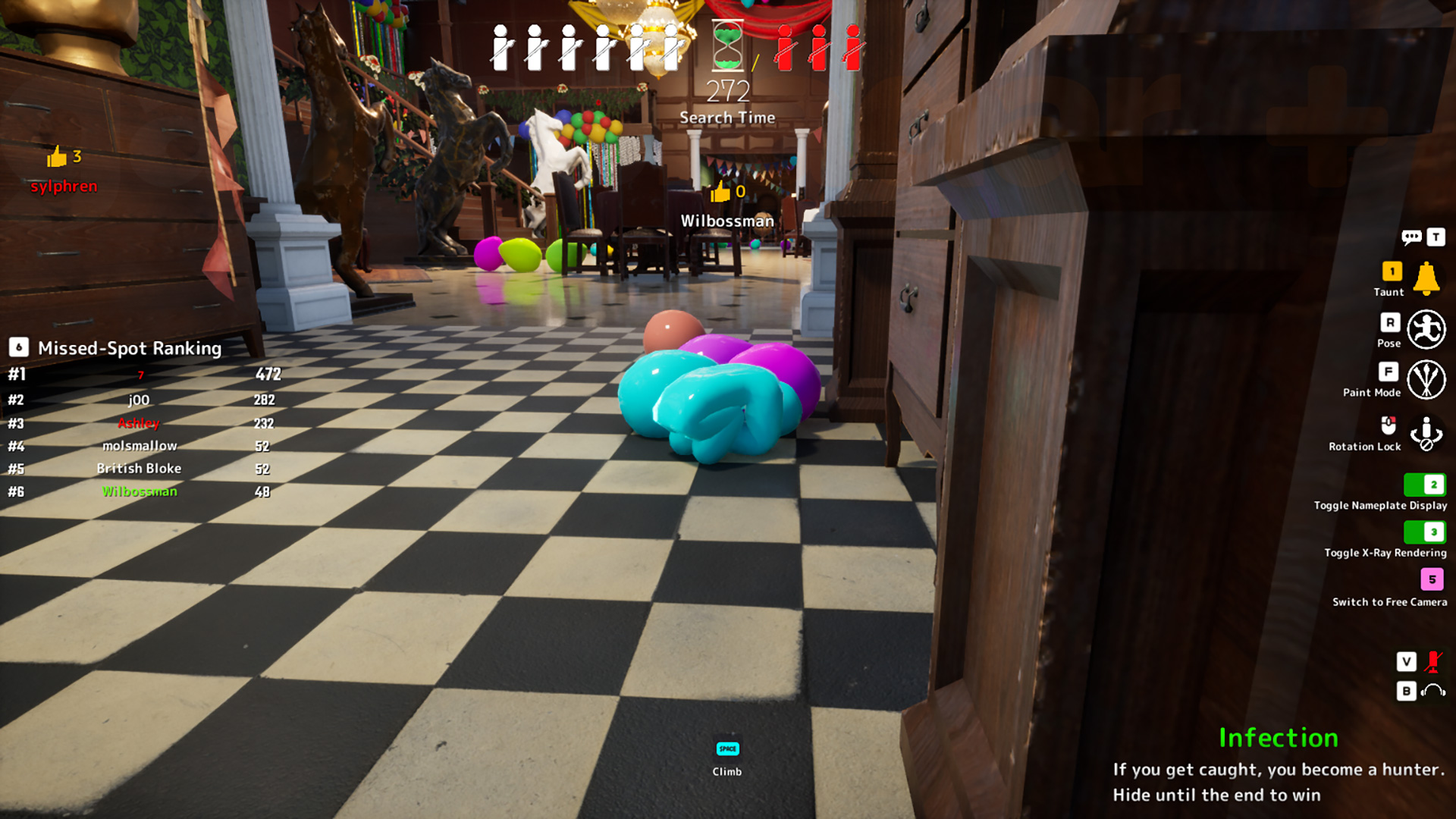 Hiding in plain sight during a round of Meccha Chameleon