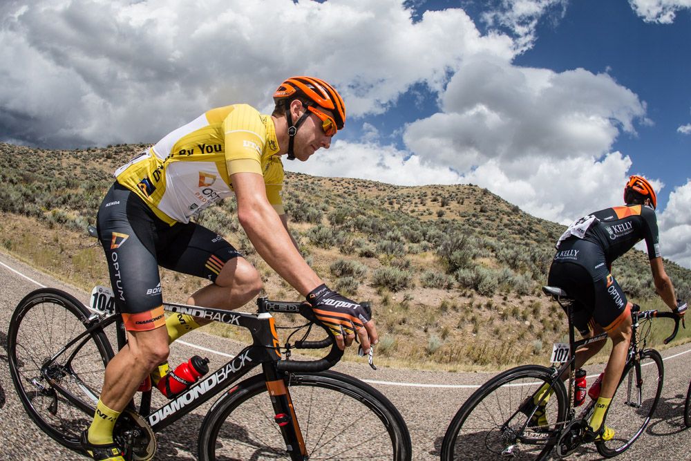Michael Woods (Optum) happy in yellow.
