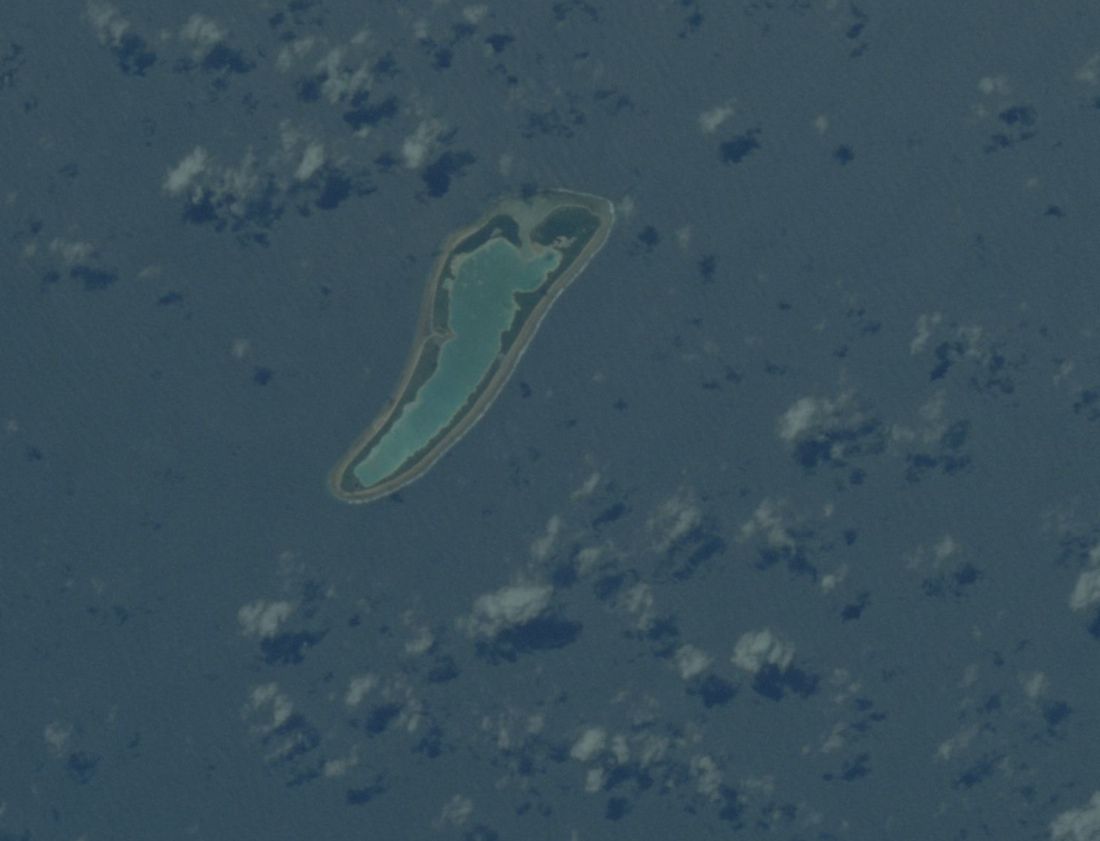 An astronaut image of the Nikumaroro Island in the Pacific Ocean