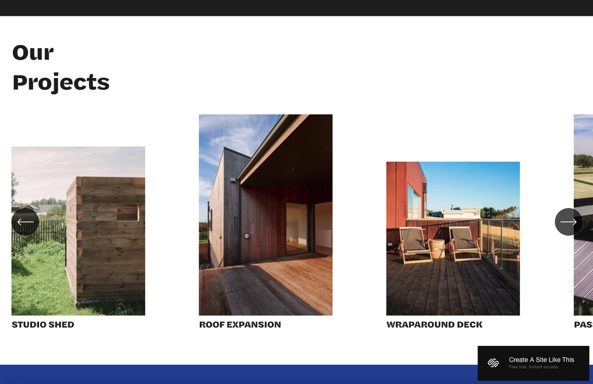 screenshot of Squarespace template