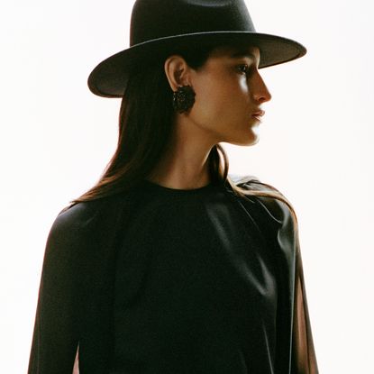 a model wearing the lorena saravia x hm collaboration