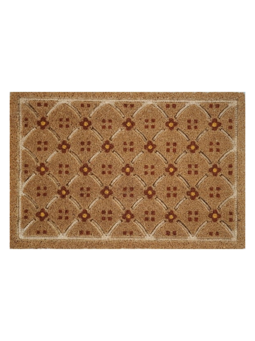 Coir Doormat 20x30 Ogee Floral Pattern With Skid Resistant Backing
