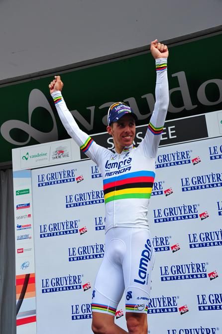 Rui Costa (Lampre-Merida) salutes victory at the Tour de Suisse