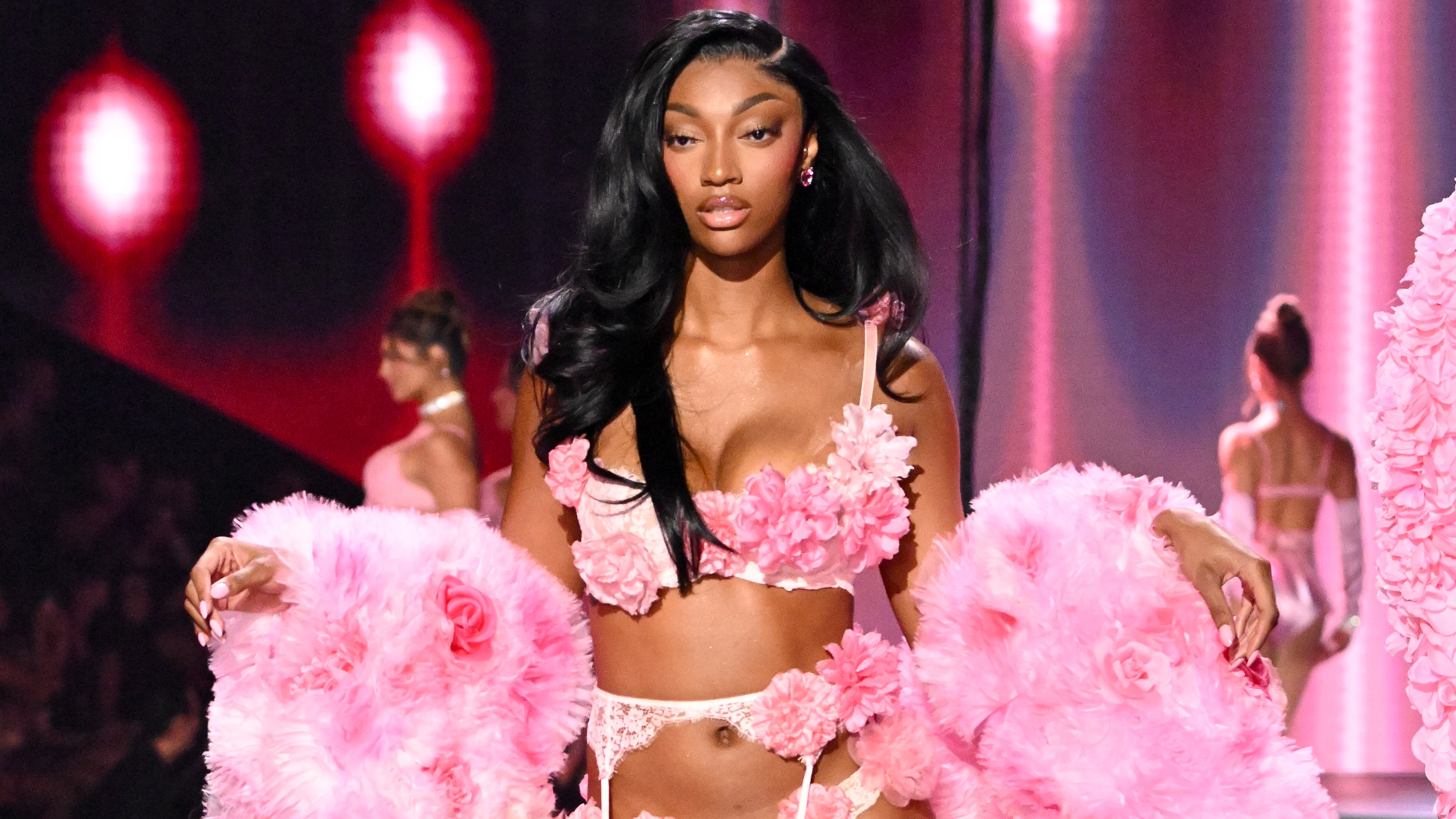 Angel Reese at the 2025 Victoria's Secret Fashion Show held at Steiner Studios on October 15, 2025 in New York, New York.