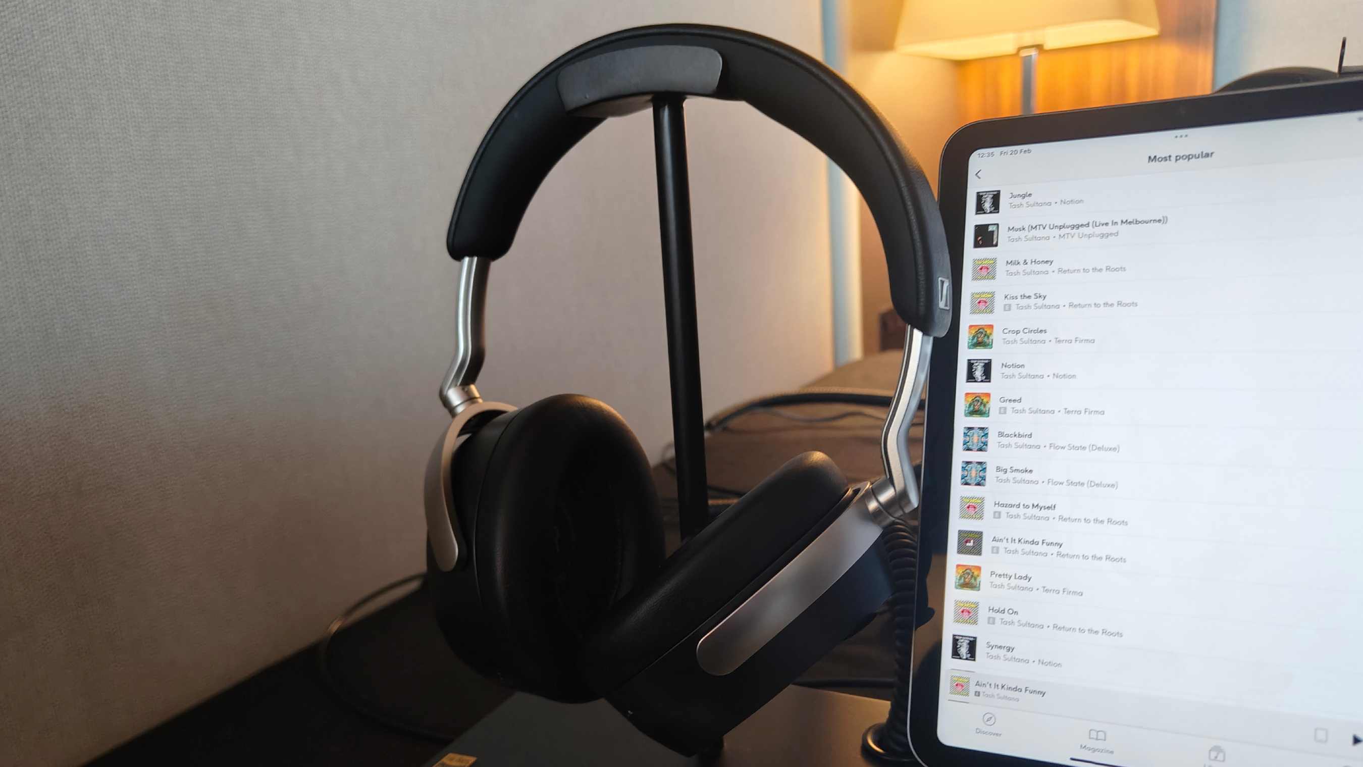 A Sennheiser HDB630 on a stand.