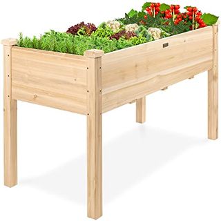 Best Choice Products 48x24x30in Raised Garden Bed, Elevated Wood Planter Box Stand for Backyard, Patio, Balcony W/bed Liner, 200lb Capacity - Natural