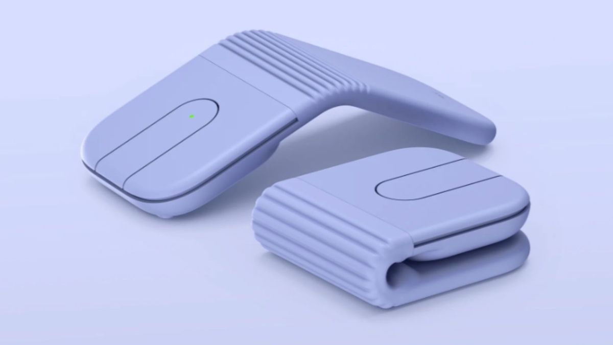 Logitech Mobi Fold in purple on a purple background