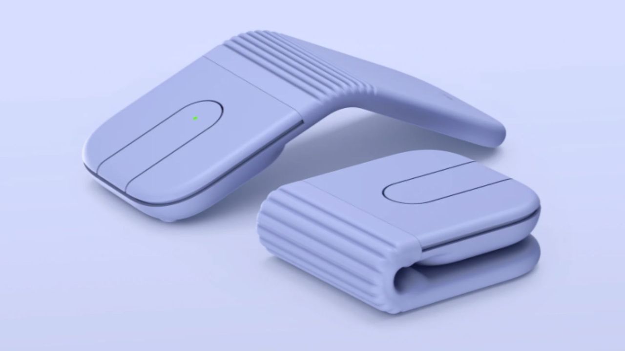 Logitech Mobi Fold in purple on a purple background