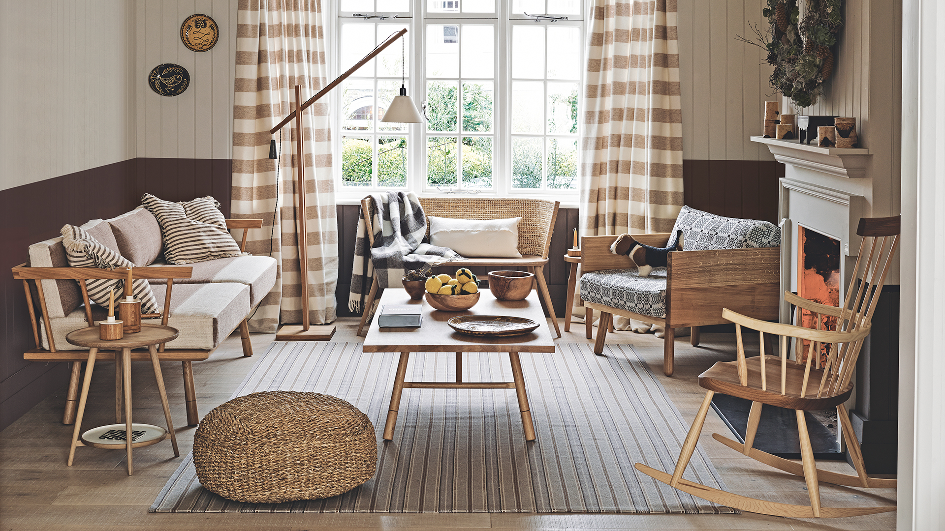 Cosy, warm modern Scandi living room