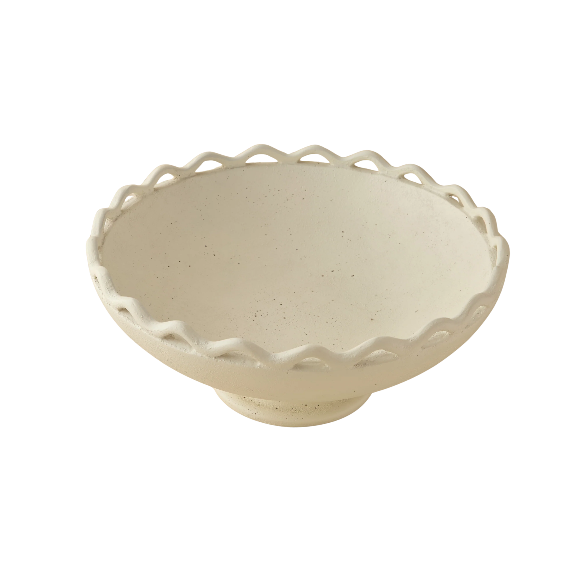 a bowl with a scalloped rim