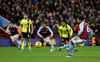 Douglas Luiz converts a penalty against Burnley