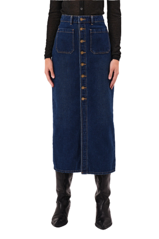 Rolla's Sailor Button Front Denim Midi Skirt (Was $139) 