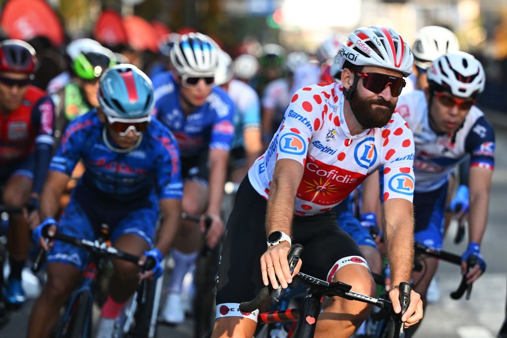 SAITAMA JAPAN NOVEMBER 06 Simon Geschke of Germany and Team Cofidis Polka Dot Mountain Jersey competes during the 8th Tour de France Saitama Criterium 2022 Criterium Race a 595km one day race from Saitama to Saitama SaitamaCriterium on November 06 2022 in Saitama Japan Photo by Kenta HaradaGetty Images