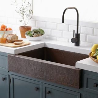 A copper textured kitchen sink from Native Trails