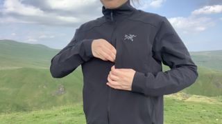 Hiker zipper up chest pocket on softshell jacket