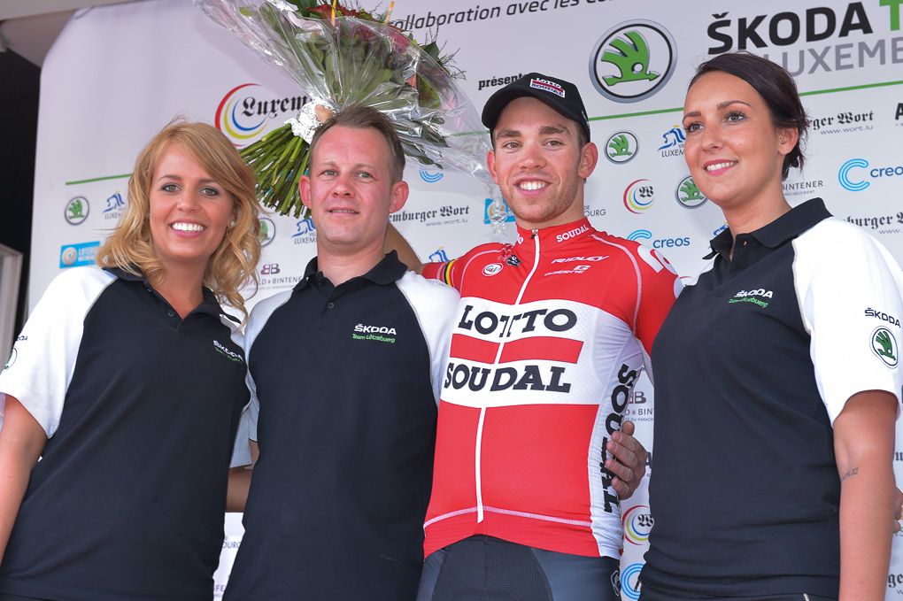 Sean De Bie on the stage 4 podium.