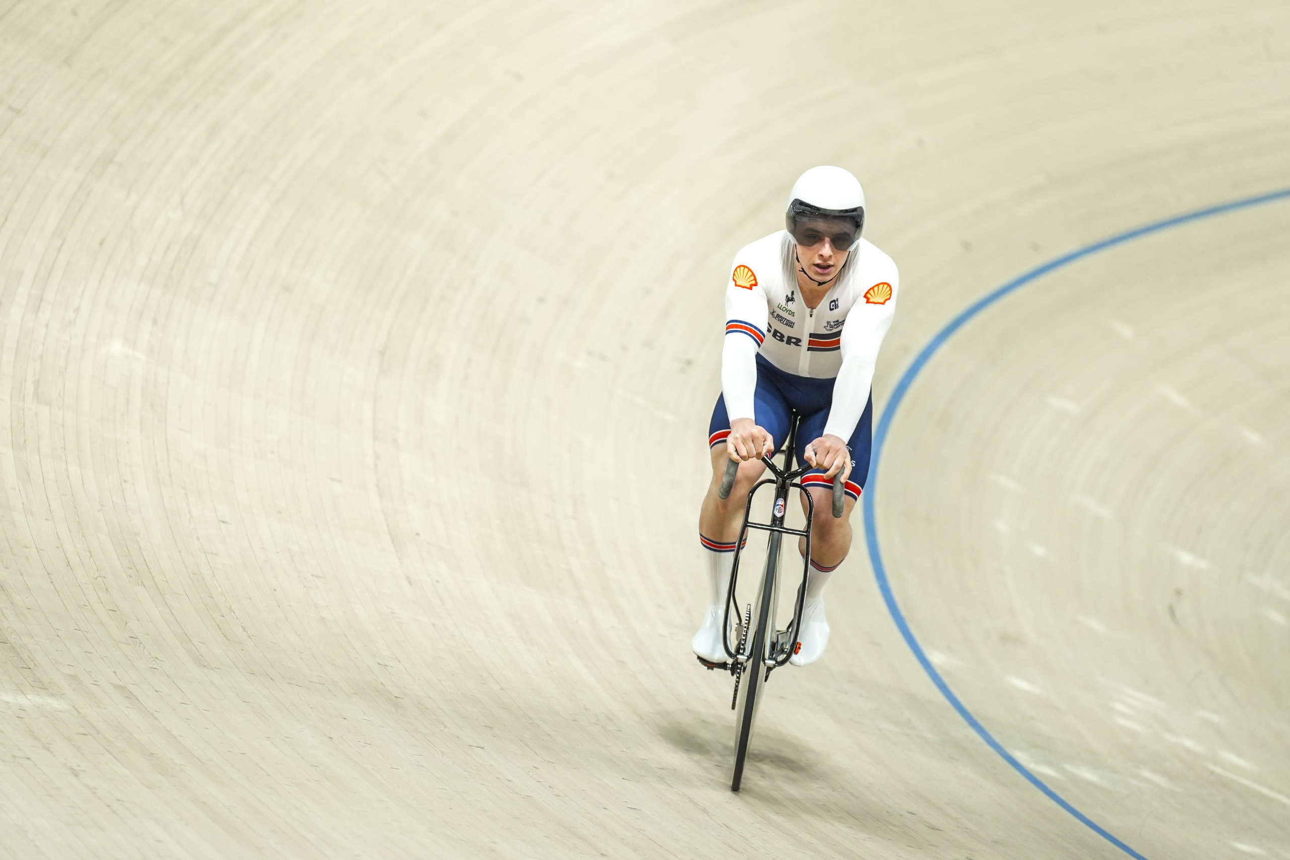 British cyclist Matthew Richardson competes in the men&acirc;s sprint race 2026 UEC Track Cycling European Championships