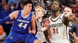 (L to R) Ryan Hawkins and Nathan Mensah will face off in the Creighton vs San Diego State live stream