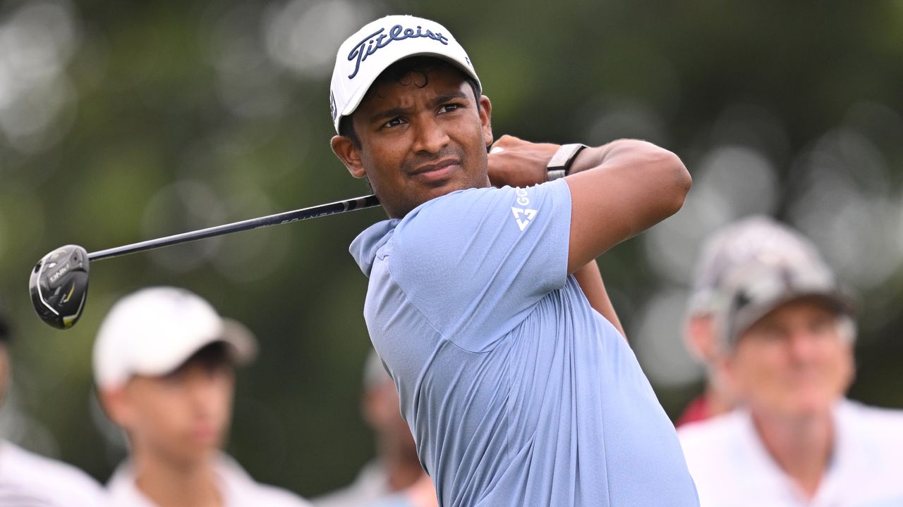 Dylan Naidoo takes a shot at the Investec South African Open Championship