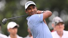 Dylan Naidoo takes a shot at the Investec South African Open Championship