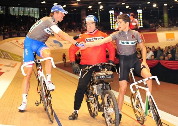 Derny winners Danilo Hondo and Franco Marvulli.