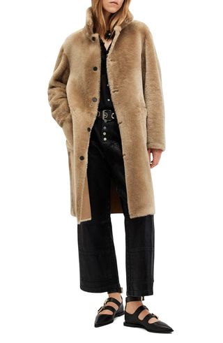 Serra Reversible Genuine Shearling Coat