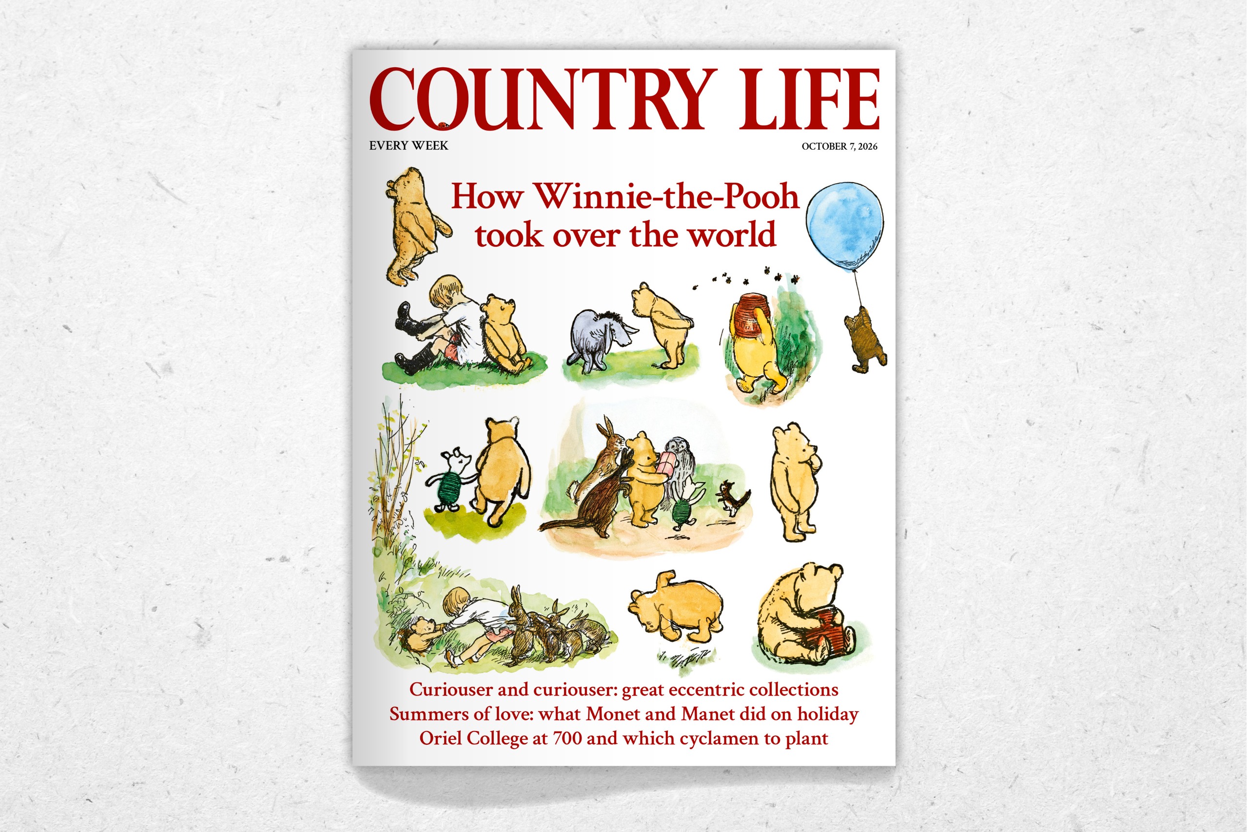 A cover of country life with many images of winnie the pooh