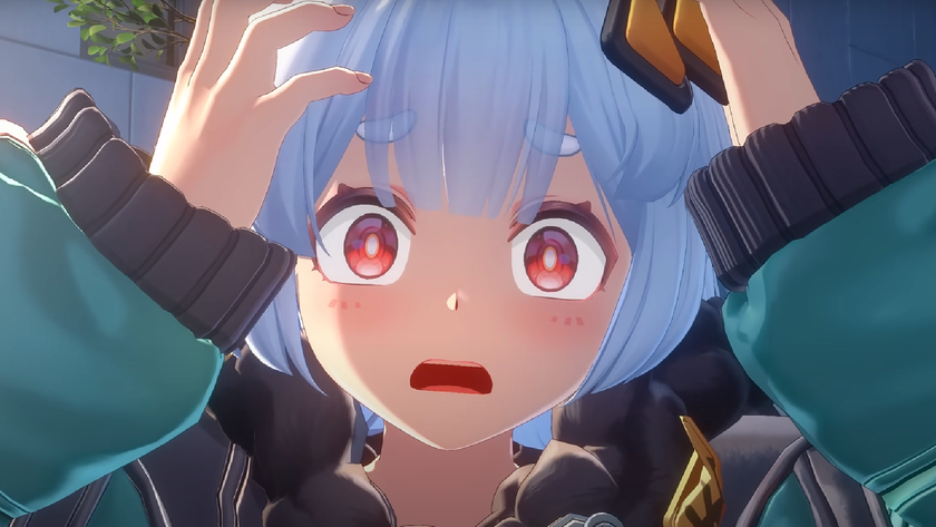 Taffy, a bunny girl from Ananta, places her hands on her head as she realises she hasn&#039;t been paid yet.