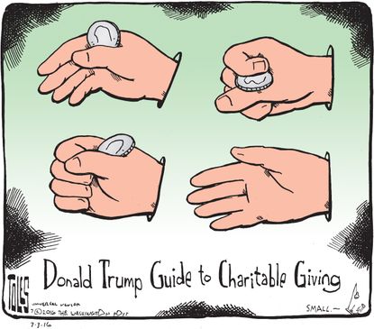 Editorial cartoon U.S. Donald Trump charity money