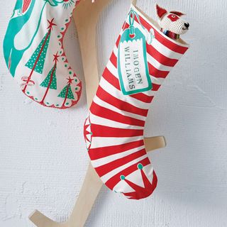 Mary Fellows happy stripes Christmas stocking