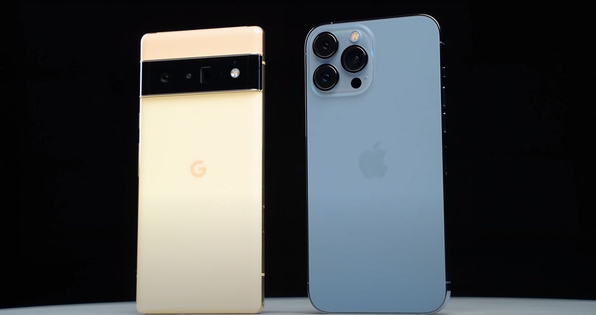 Pixel 6 pro and iPhone 13 pro max side by side