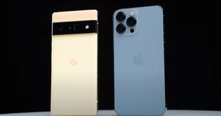 Pixel 6 pro and iPhone 13 pro max side by side