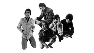 Love (L-R): Johnny Echols, Arthur Lee (top), Bryan MacLean, Ken Forssi and Michael Stuart) pose for a publicity photo in 1967 in Los Angeles, California.