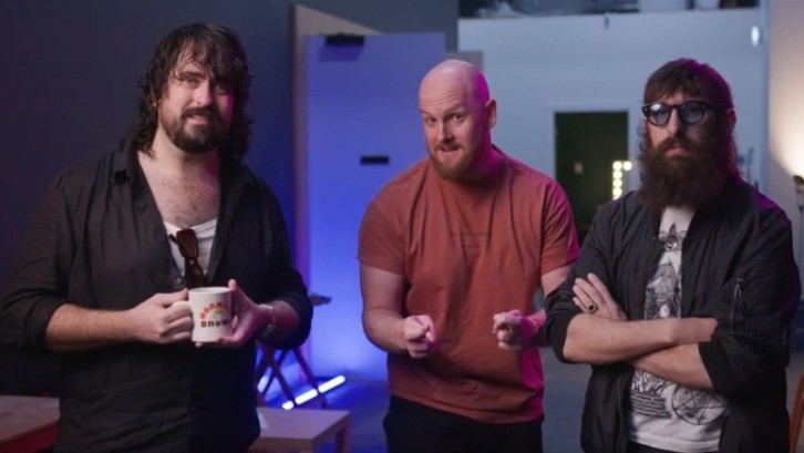 The three members of sketch group Aunty Donna in the intro to Bandersketch. 