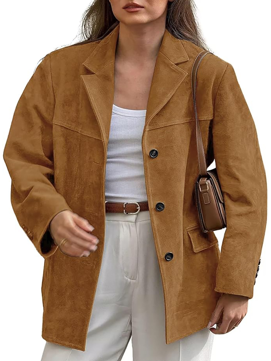 loveimgs, Loveimgs Women Retro Brown Faux Suede Jacket Leather Blazer Coat Old Money Aesthetic Fall Jacket Bomber Y2k Oversized (small, Tan)