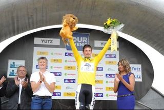 Michael Hepburn (Australia) in yellow after the Tour de L'Avenir prologue
