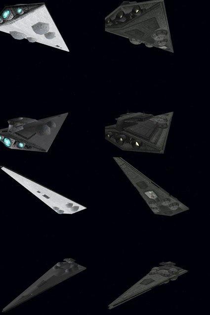 Comparisons between the old and new Star Destroyer models for X-Wing Alliance from the X-Wing Alliance Upgrade Project.