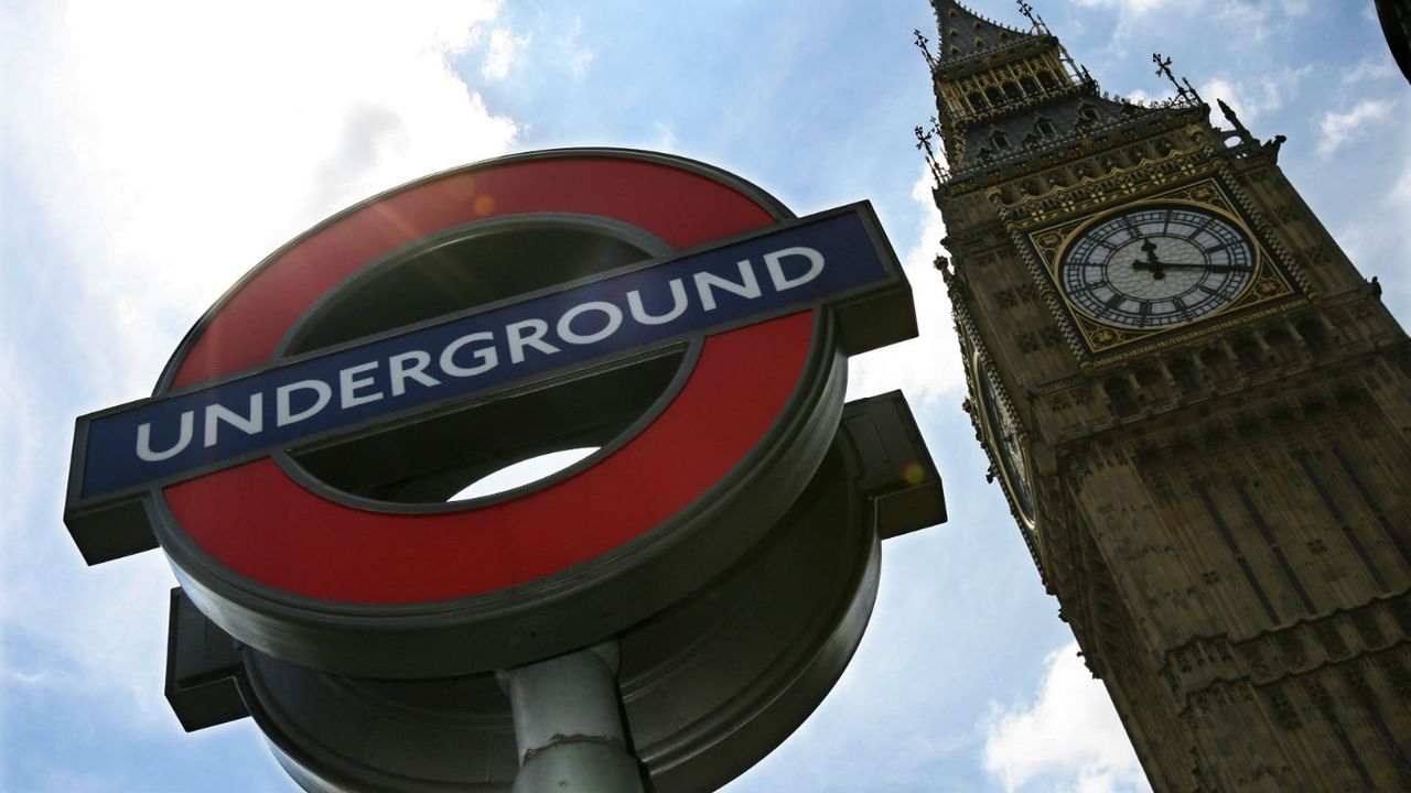 An Underground sign near Big Ben in central London